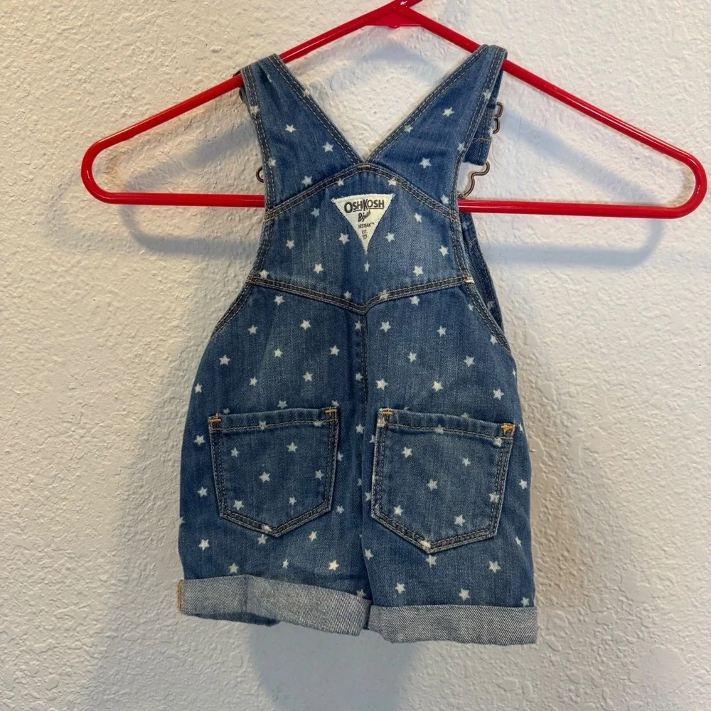 OshKosh Bgosh Baby Girls Star Print Denim Shortalls Blue 9M